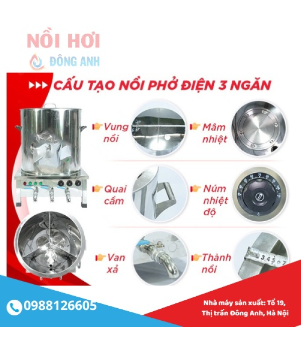 Nồi Nấu Phở Ba Ngăn Bằng Điện