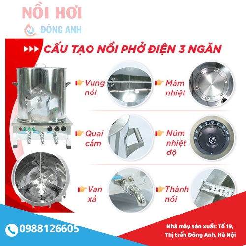 Nồi Nấu Phở Ba Ngăn Bằng Điện